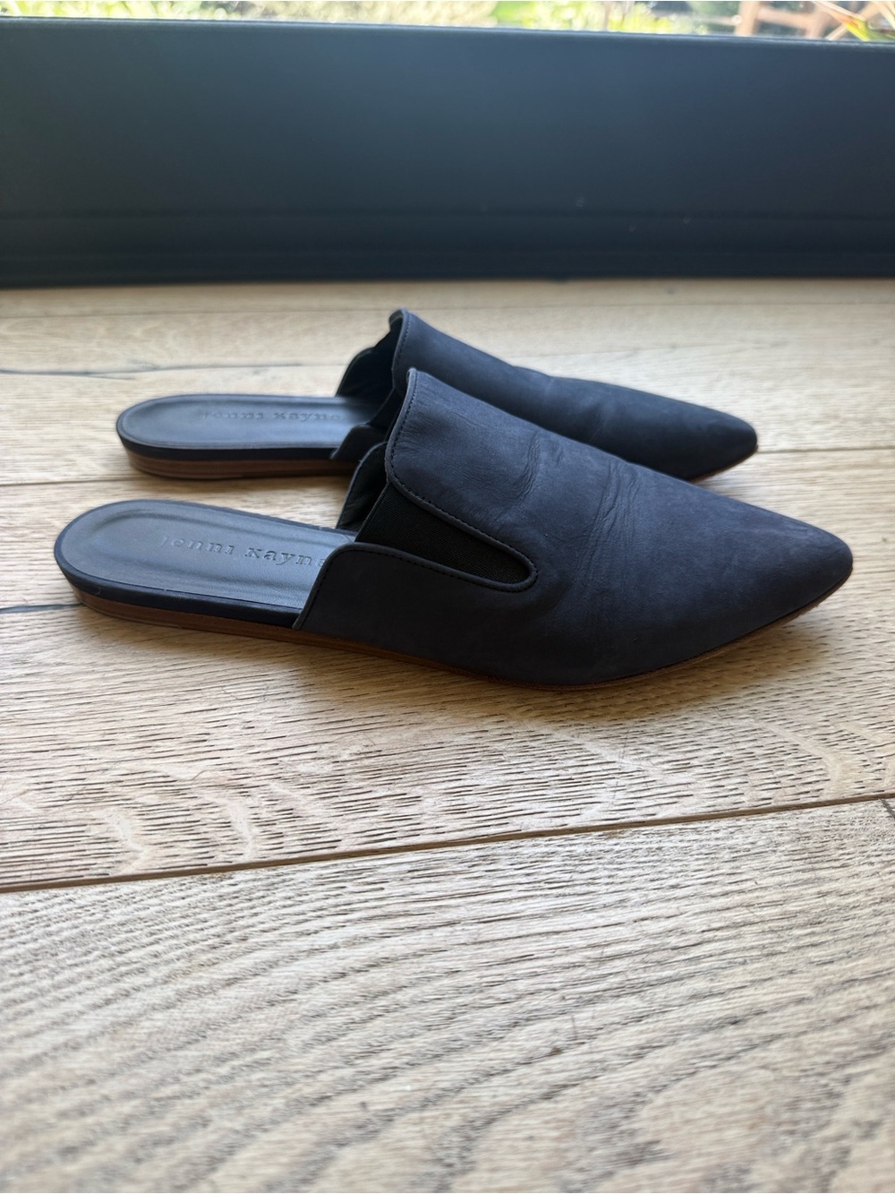 Jenni Kayne Black Pointed Backless Nubuck Mules